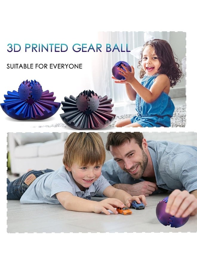 Gear Ball Fidgeting, Gear Ball - Steampunk Spinning Miracle Fidgeting Gear Ball, 3D Printed Gear Ball Gear Ball Puzzle Cube Fidgeting Toy, Spiral Screw Toy, Stress and Anxiety Relief Toy (Green Blue)