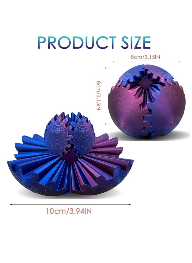 Gear Ball Fidgeting, Gear Ball - Steampunk Spinning Miracle Fidgeting Gear Ball, 3D Printed Gear Ball Gear Ball Puzzle Cube Fidgeting Toy, Spiral Screw Toy, Stress and Anxiety Relief Toy (Green Blue)