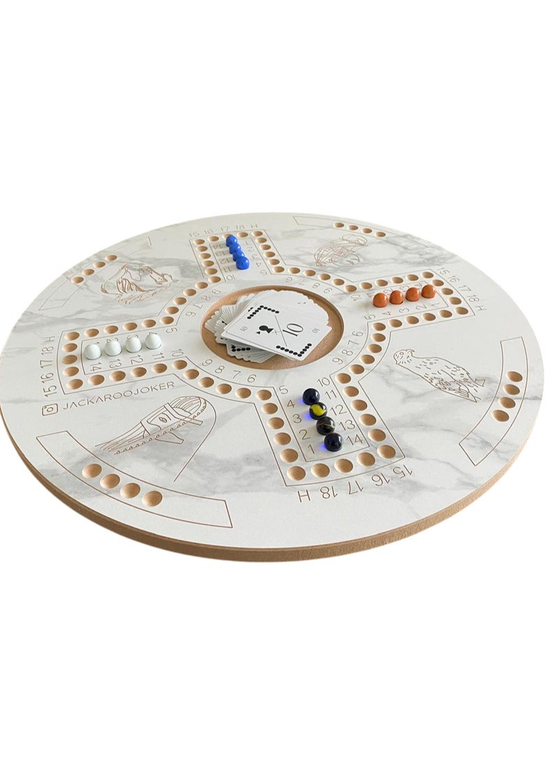 Board Game Wahoo Game For 4 And 6 Players Double Sides With Cards, Marbles And Bag