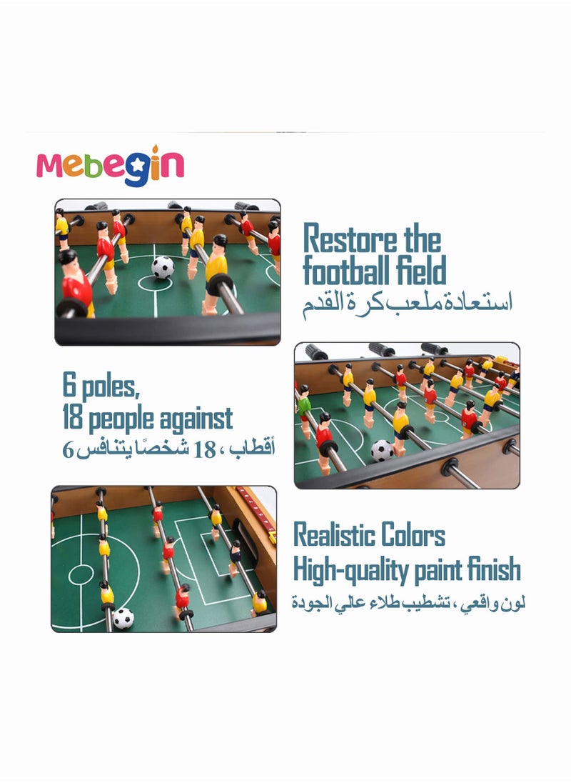 Fun Table Football Toy, Tabletop Mini Games with 4 Football and 18 Players, Wooden Outdoor Indoor Game for Kids and Adults, Suitable for Family Entertainment, 50*25*18cm