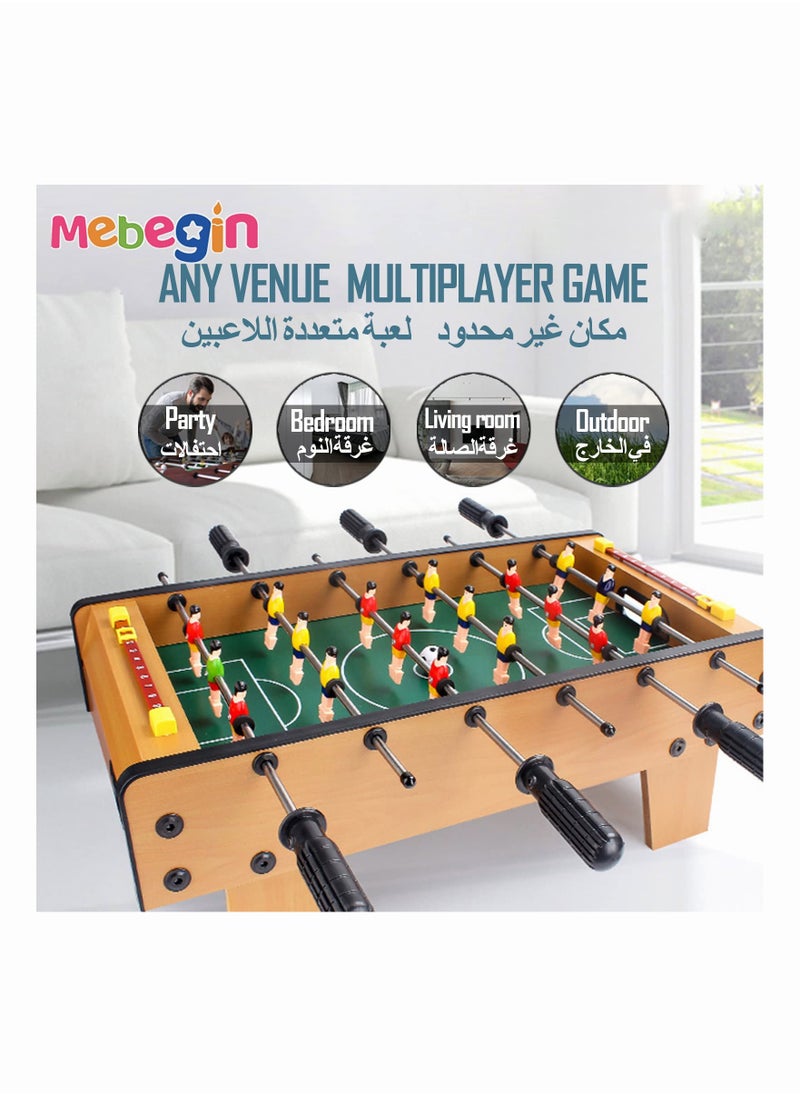 Fun Table Football Toy, Tabletop Mini Games with 4 Football and 18 Players, Wooden Outdoor Indoor Game for Kids and Adults, Suitable for Family Entertainment, 50*25*18cm