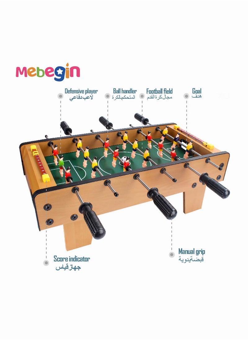 Fun Table Football Toy, Tabletop Mini Games with 4 Football and 18 Players, Wooden Outdoor Indoor Game for Kids and Adults, Suitable for Family Entertainment, 50*25*18cm