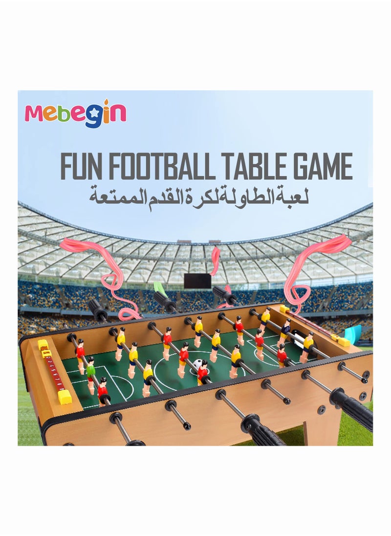 Fun Table Football Toy, Tabletop Mini Games with 4 Football and 18 Players, Wooden Outdoor Indoor Game for Kids and Adults, Suitable for Family Entertainment, 50*25*18cm