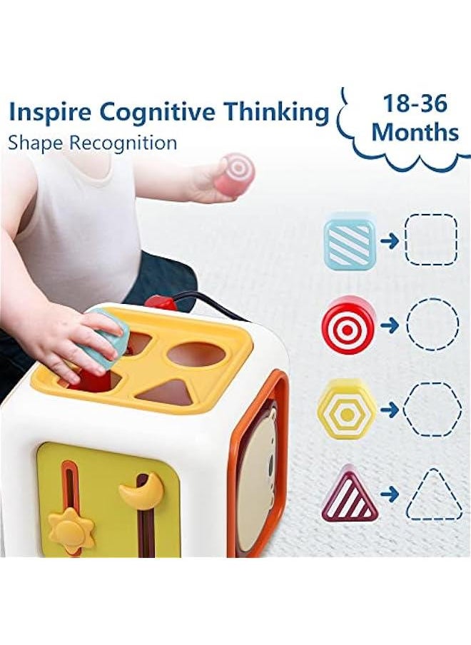 Baby Learning Activity Cube, Montessori Sensory Toys for Toddlers 1-3, Infant Educational Busy Center, Travel Carseat Toy, Birthday Gifts for 6 9 12 18 Month, 1 2 3 Year Old Boys Girls