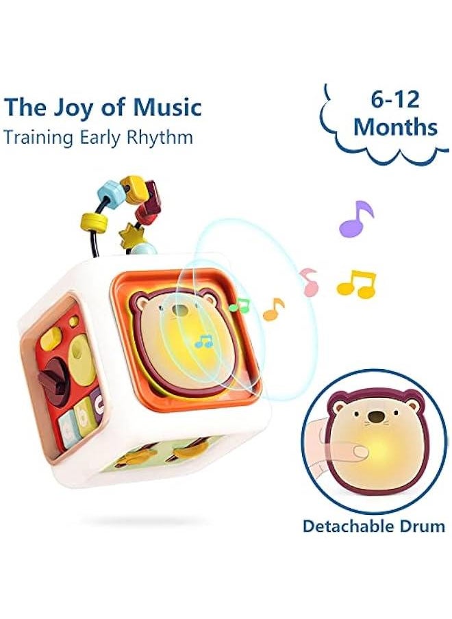 Baby Learning Activity Cube, Montessori Sensory Toys for Toddlers 1-3, Infant Educational Busy Center, Travel Carseat Toy, Birthday Gifts for 6 9 12 18 Month, 1 2 3 Year Old Boys Girls