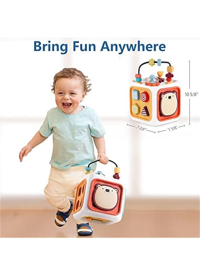 Baby Learning Activity Cube, Montessori Sensory Toys for Toddlers 1-3, Infant Educational Busy Center, Travel Carseat Toy, Birthday Gifts for 6 9 12 18 Month, 1 2 3 Year Old Boys Girls