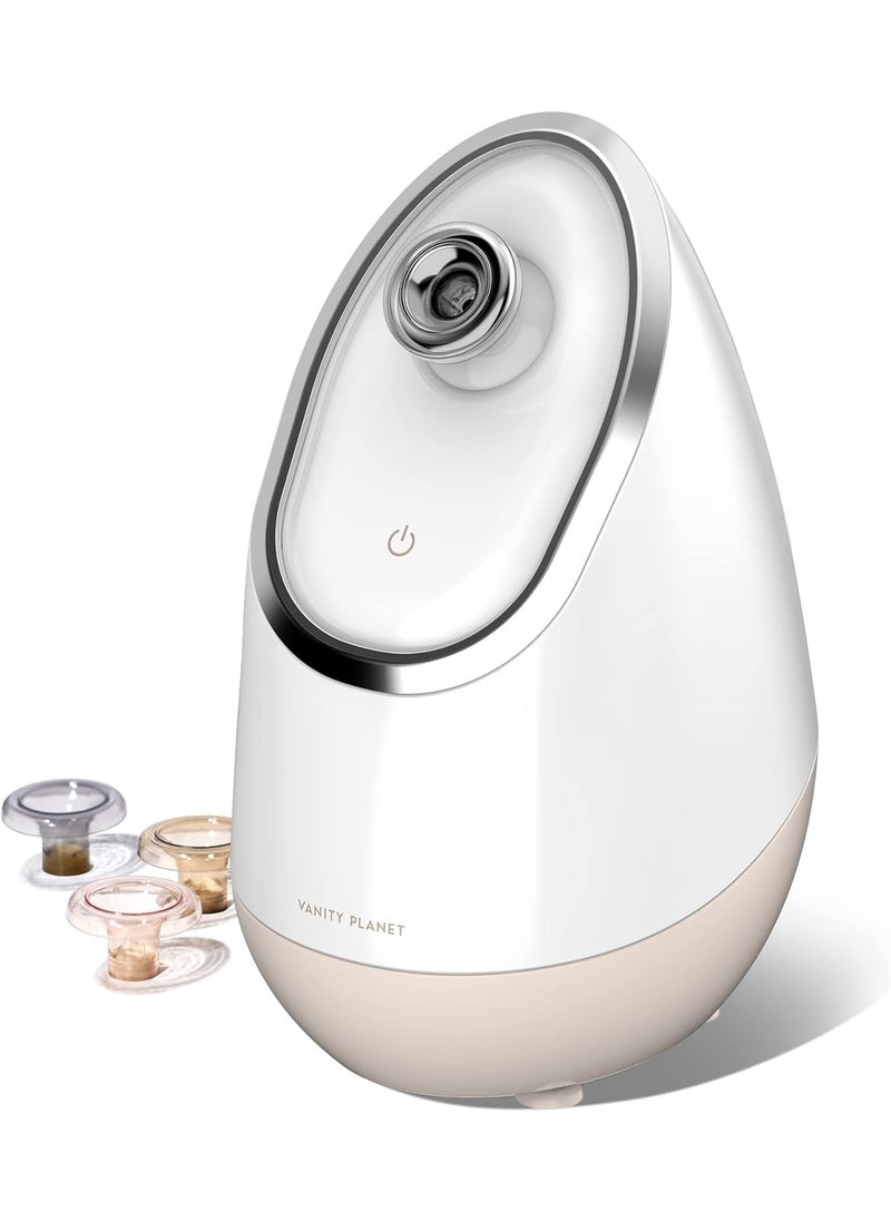 Vanity Planet Aira Ionic Facial Steamer (Beige) - Pore Cleaner That Detoxifies, Cleanses and Moisturizes - Adjustable Nozzle, Water Tank with 3 Essential Oil Baskets