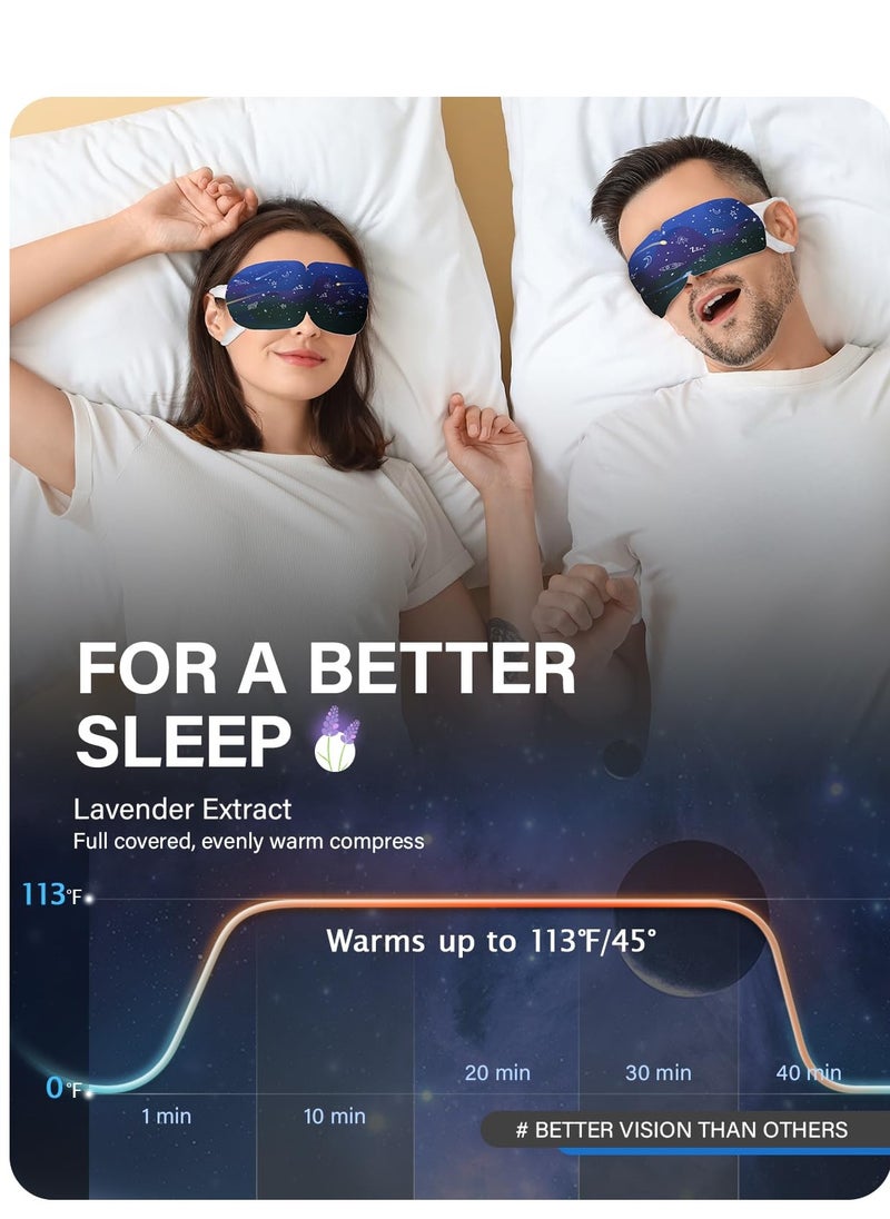 21 Packs Double Earloops Steam Eye Masks for Dry Eyes, Graphene Warm Eye Mask, Heated Eye Mask Reduce Puffiness & Dark Circles, Soothe Tired Eyes for Travel Essentials, Party Favors, Lavender