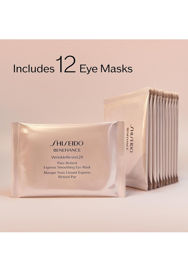 Shiseido Benefiance WrinkleResist24 - Pure Retinol Express Smoothing Eye Mask - 12 Sets of Two Eye Masks - Reduces Appearance of Wrinkles in 15 Minutes
