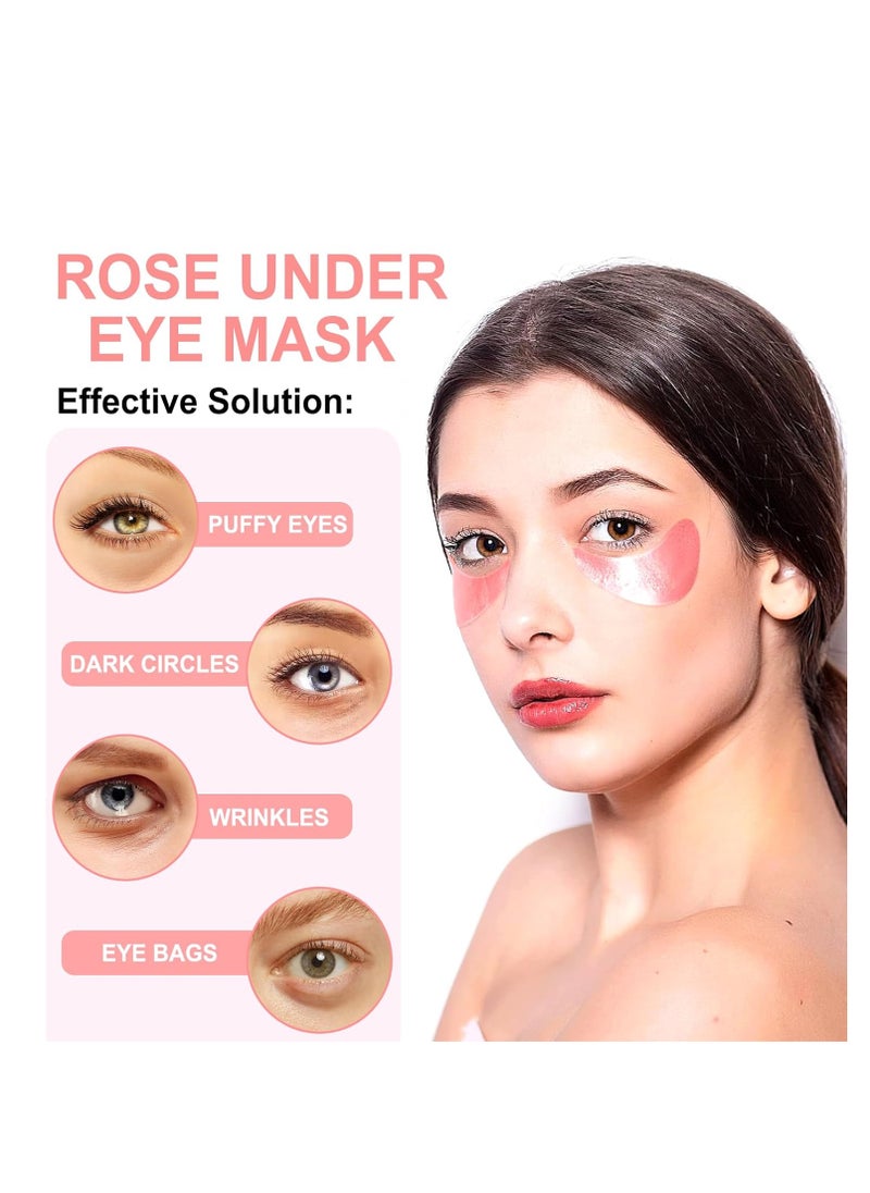 Eye Mask-30 Pairs Rose Under Eye Patches Skin Care Products,Eye Masks Skincare for Dark Circles and Puffiness, Reduce Wrinkles, Eye Bags and Fine Lines, for Women and Man