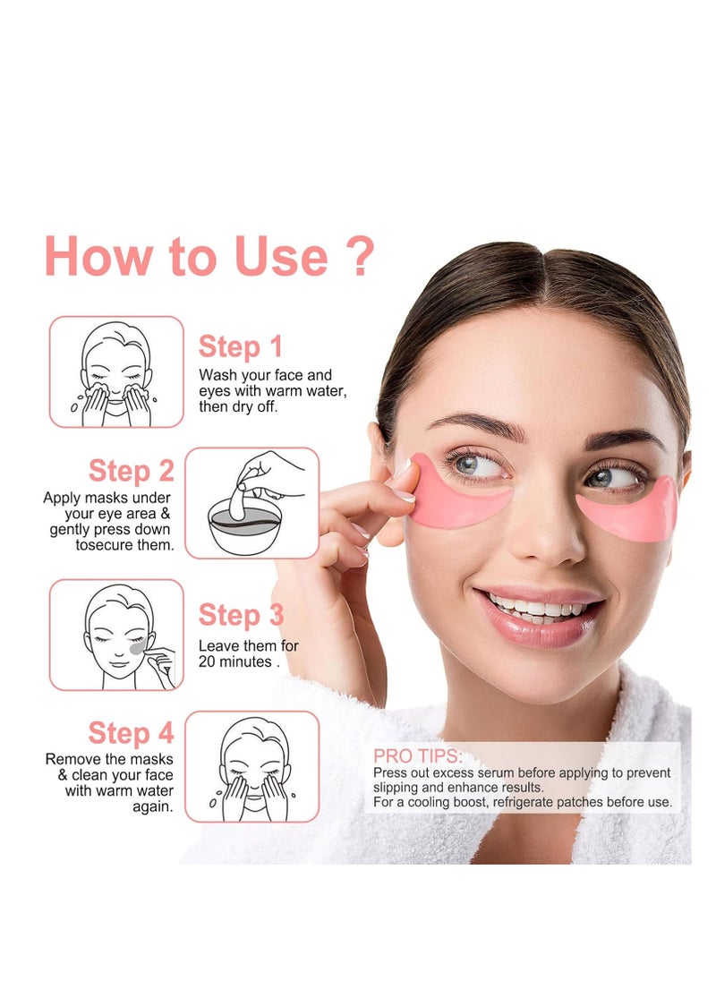 Eye Mask-30 Pairs Rose Under Eye Patches Skin Care Products,Eye Masks Skincare for Dark Circles and Puffiness, Reduce Wrinkles, Eye Bags and Fine Lines, for Women and Man