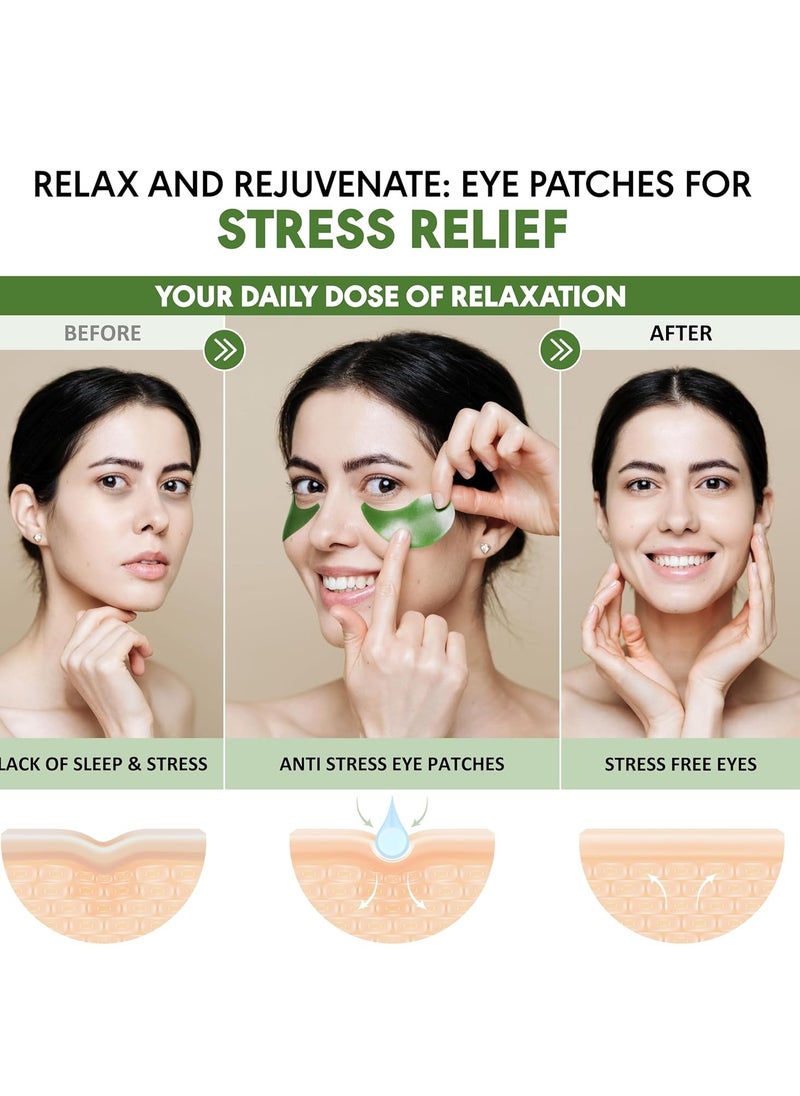 Eye Masks for Dark Circles and Puffiness – Hydrating Eye Patches with Collagen Hyaluronic Acid Green Tea & Aloe - Under Eye Treatment for Women and Men 30 Pairs