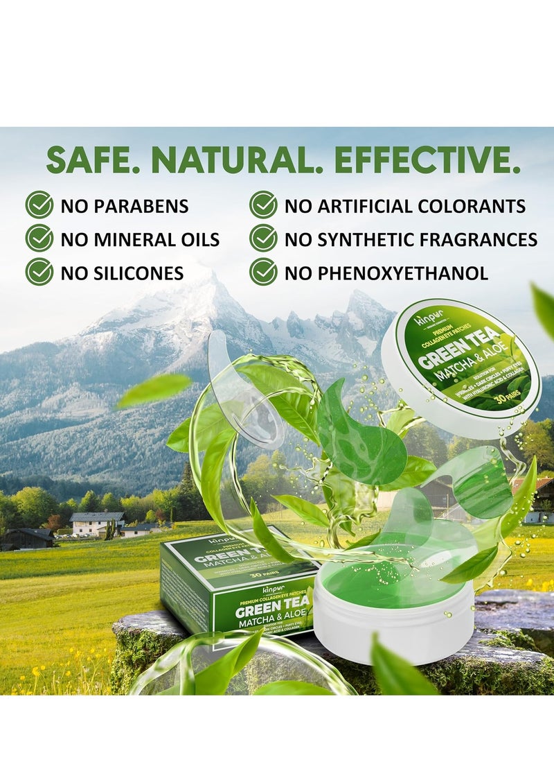 Eye Masks for Dark Circles and Puffiness – Hydrating Eye Patches with Collagen Hyaluronic Acid Green Tea & Aloe - Under Eye Treatment for Women and Men 30 Pairs