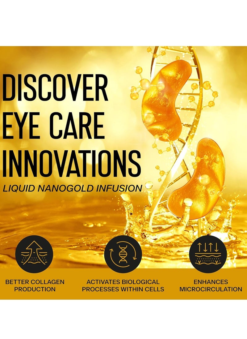 24K Gold Under Eye Patches for Puffy Eyes and Dark Circles – Retinol Collagen Eye Masks for Women & Men – Hydrating Anti-Aging Brightening Eye Gel Pads – Dark Circle & Bags Eye Care 50 pcs