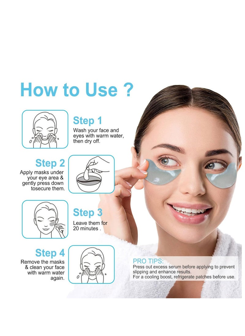 LAVONE Under Eye Patches-30 Pairs Hydrating & Anti-aging Eye Mask Skin Care for Dark Circles and Puffiness,Reduce Wrinkles,Eye Bags and Fine Lines,Eye Masks for Women and Man,with Hair Clips