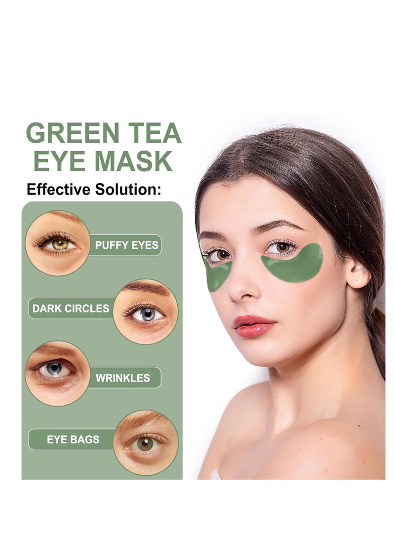 LAVONE Eye Mask-30 Pairs Eye Masks Skincare - Green Tea Eye Mask Skin Care for Dark Circles and Puffiness,Reduce Wrinkles,Eye Bags and Fine Lines,Eye Patches for Women and Man,with Hair Clips.