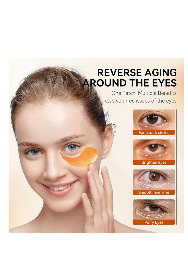 LANBENA Vitamin C Under Eye Patches for Dark Circles and Puffy Eyes, Cooling Eye Masks for Eye Bags, Fine Lines & Wrinkles Reduce, Anti-Aging, with Niacinamide Hydra-Gel Collagen-30 Pairs