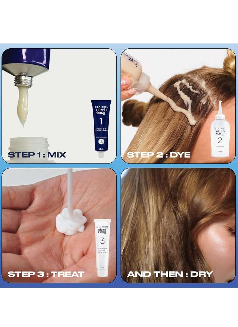 Nicen Easy Creme Natural Looking Oil Infused Permanent Hair Dye 7CB Cool Beige Blonde New Name Same Shade