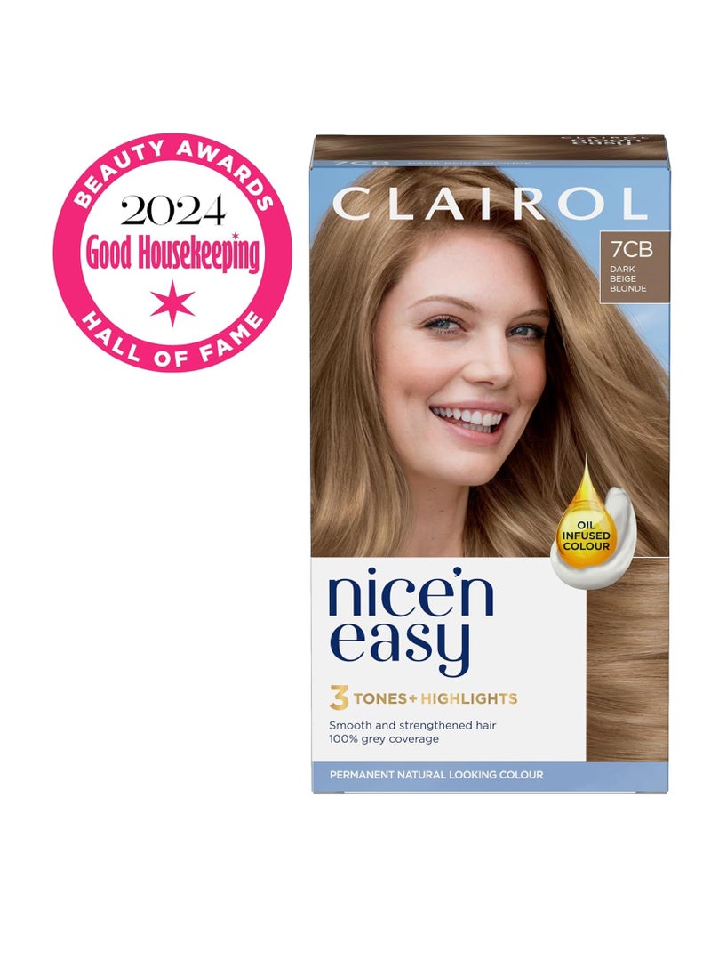Nicen Easy Creme Natural Looking Oil Infused Permanent Hair Dye 7CB Cool Beige Blonde New Name Same Shade