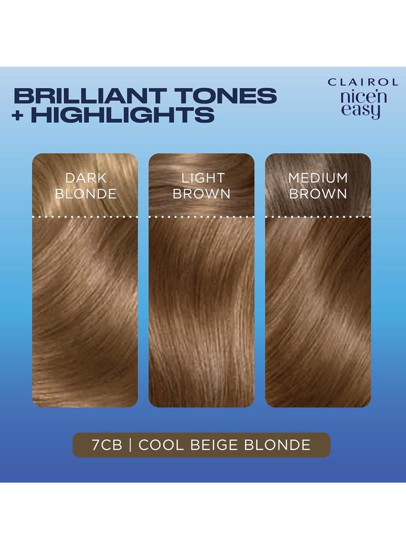 Nicen Easy Creme Natural Looking Oil Infused Permanent Hair Dye 7CB Cool Beige Blonde New Name Same Shade