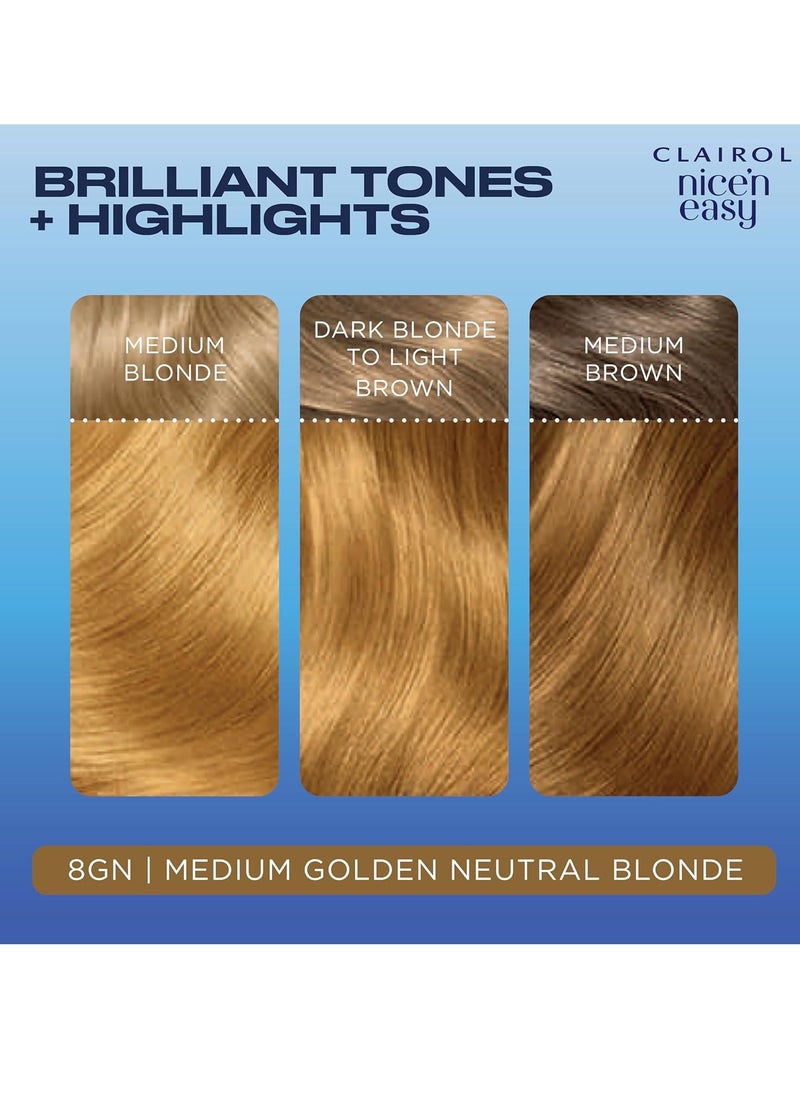 Nicen Easy Creme Natural Looking Oil Infused Permanent Hair Dye 8GN Medium Golden Neutral Blonde