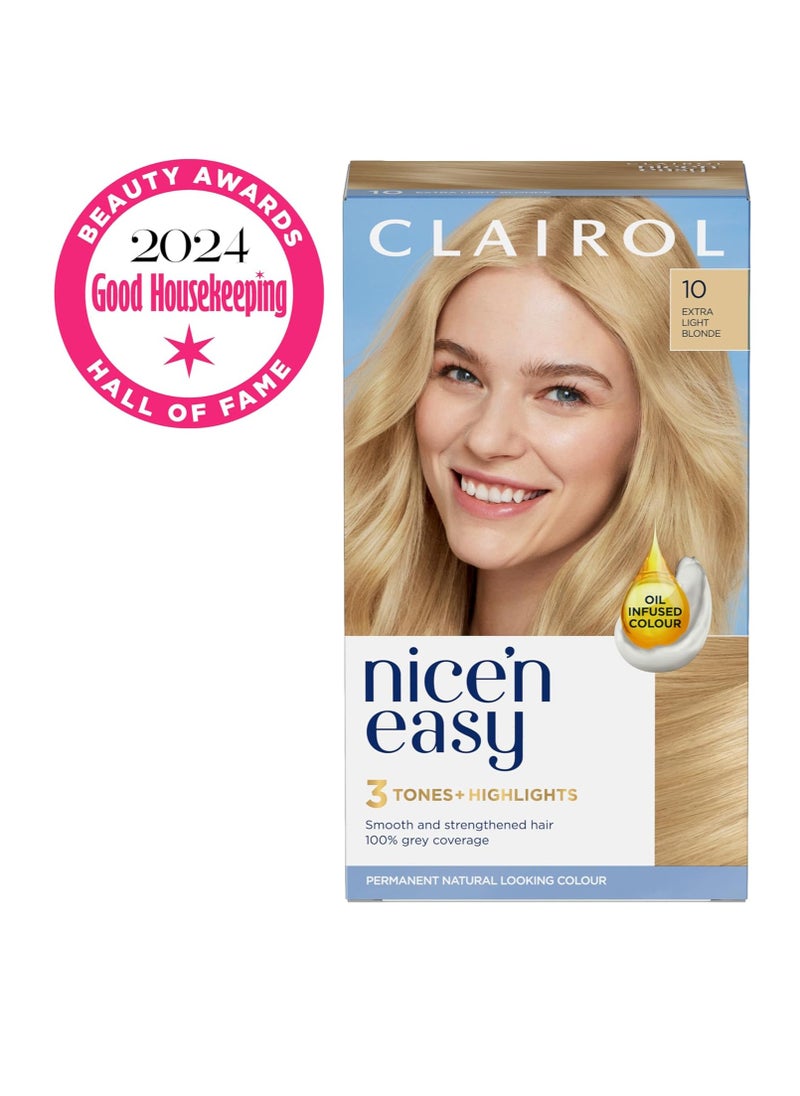 Nicen Easy Creme Natural Looking Oil Infused Permanent Hair Dye 10 Extra Light Blonde