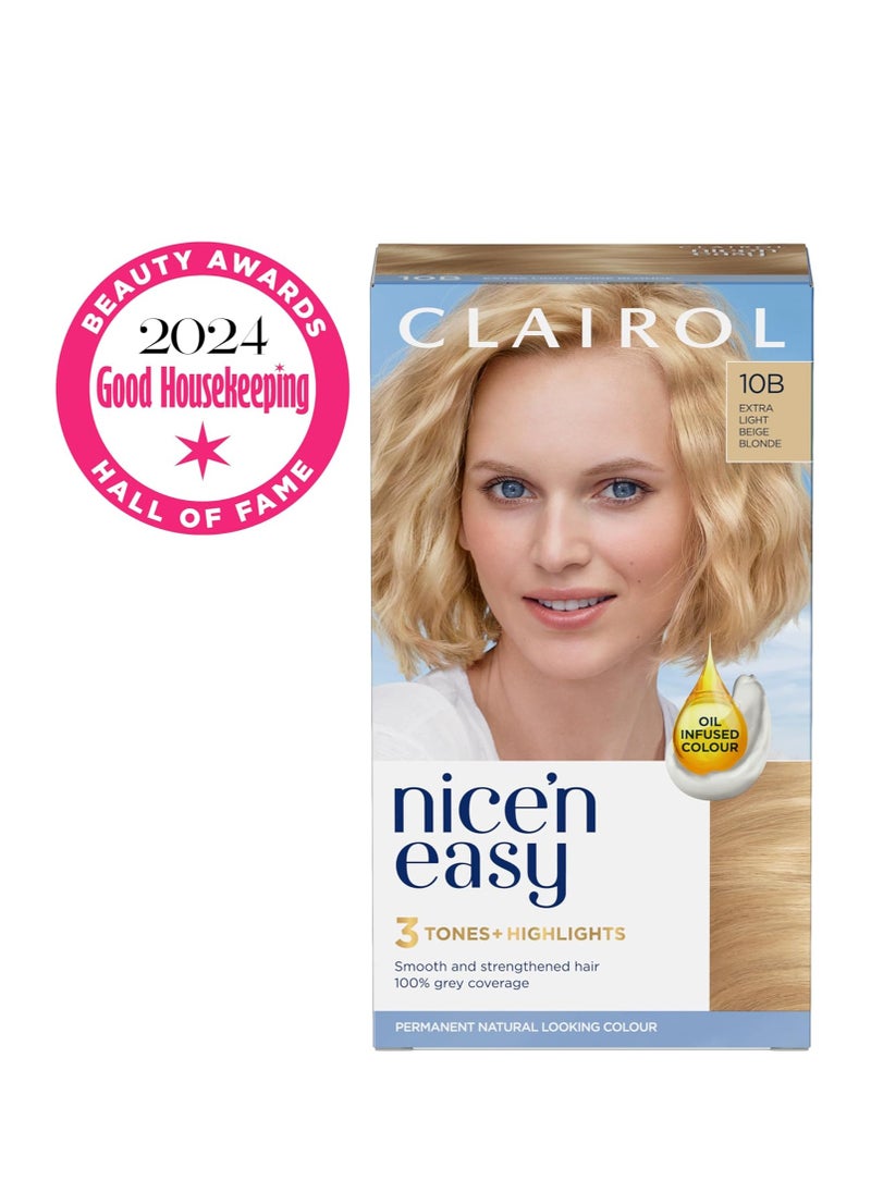 Nicen Easy Creme Natural Looking Oil Infused Permanent Hair Dye 10B Extra Light Beige Blonde