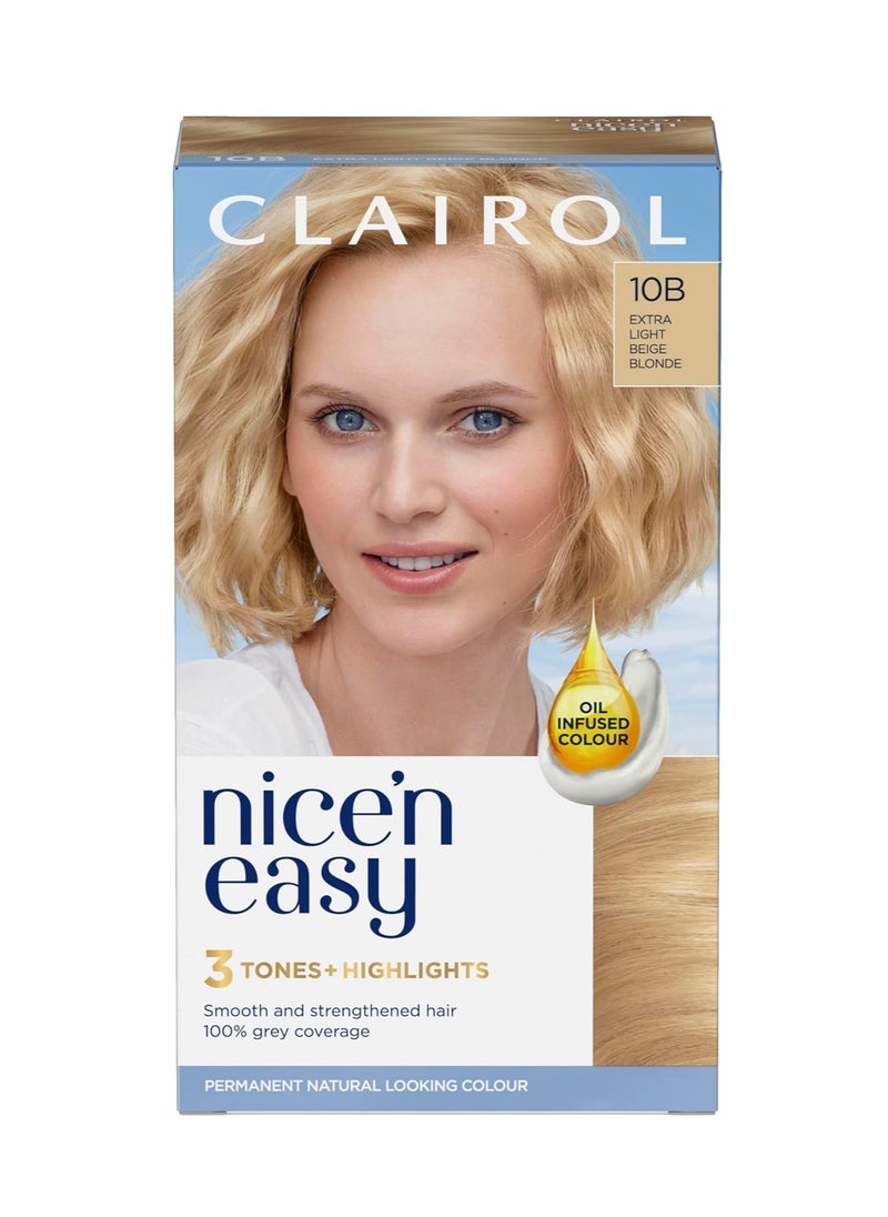 Nicen Easy Creme Natural Looking Oil Infused Permanent Hair Dye 10B Extra Light Beige Blonde