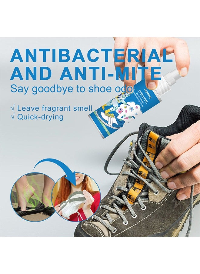 Shoes and Socks Bacteriostatic Deodorizing Spray, Foot Care Shoe Odor Eliminator Deodorizer Spray, Muti Purpose Foot Odor for Shoes Sneakers Boots Sandals Shoe Shock Antibacterial Spray Shoe, Socks Freshener Odor Remover Refreshing Foot Spray - 100ML