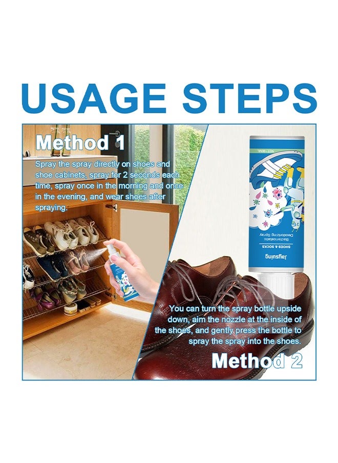 Shoes and Socks Bacteriostatic Deodorizing Spray, Foot Care Shoe Odor Eliminator Deodorizer Spray, Muti Purpose Foot Odor for Shoes Sneakers Boots Sandals Shoe Shock Antibacterial Spray Shoe, Socks Freshener Odor Remover Refreshing Foot Spray - 100ML