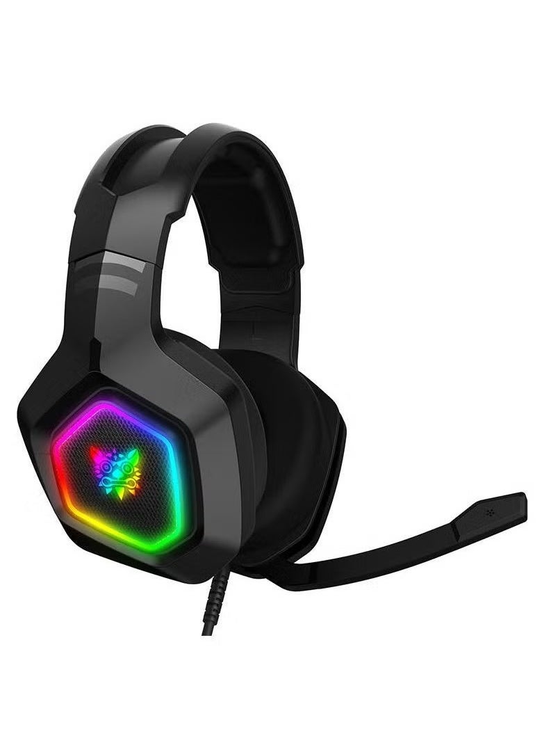 K10 Pro Gaming Headset with RGB Light – Surround Stereo Sound, Wired Headphones with Adjustable Mic, Comfortable Fit, Noise-Canceling, Compatible with PS4, Xbox One, PC, and Mobile Gaming