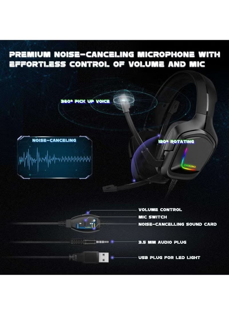 K20 3.5mm Stereo Gaming Headphones for PS4 – High-Quality Gaming Earphone with Clear Sound, Comfortable Fit, Noise Isolation, Adjustable Mic, Compatible with PS4, Xbox, PC, and Mobile