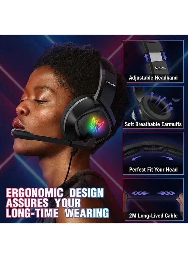 K19 Gaming Wired Headset with Microphone – High-Quality Sound, Noise-Canceling, Compatible with PS4, PS5, Xbox One, Xbox Series X/S, Nintendo Switch, and PC – Comfortable Over-Ear Design