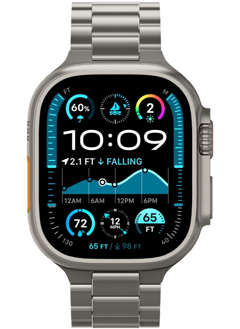 Modern Fit Premium Real Titanium Band Strap for Apple Watch Ultra 2 / Ultra (49mm), Series 10 (46mm), Series 9/8/7 (45mm), Series SE2/6/SE/5/4 (44mm) and Series 3/2/1 (42mm) - Natural Titanium