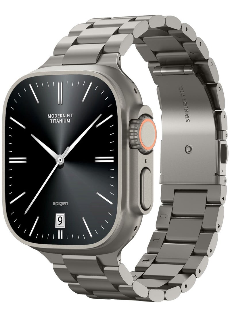 Modern Fit Premium Real Titanium Band Strap for Apple Watch Ultra 2 / Ultra (49mm), Series 10 (46mm), Series 9/8/7 (45mm), Series SE2/6/SE/5/4 (44mm) and Series 3/2/1 (42mm) - Natural Titanium