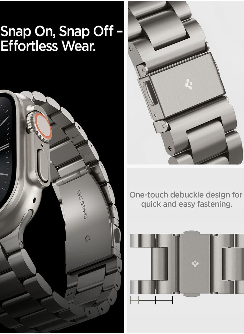Modern Fit Premium Real Titanium Band Strap for Apple Watch Ultra 2 / Ultra (49mm), Series 10 (46mm), Series 9/8/7 (45mm), Series SE2/6/SE/5/4 (44mm) and Series 3/2/1 (42mm) - Natural Titanium