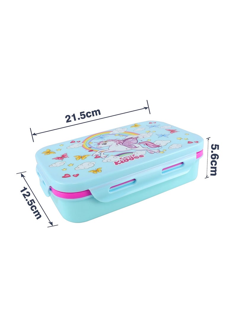 Smily Kiddos Kids Stainless Steel Insulated Lunch Pack for School Use Unicorn Theme Capacity - 175 ml-1pc, 925ml-1pc, | Age Above 3 to 5 Years| 100% BPA Free and Food Grade (Blue)