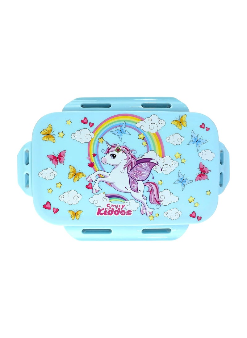 Smily Kiddos Kids Stainless Steel Insulated Lunch Pack for School Use Unicorn Theme Capacity - 175 ml-1pc, 925ml-1pc, | Age Above 3 to 5 Years| 100% BPA Free and Food Grade (Blue)