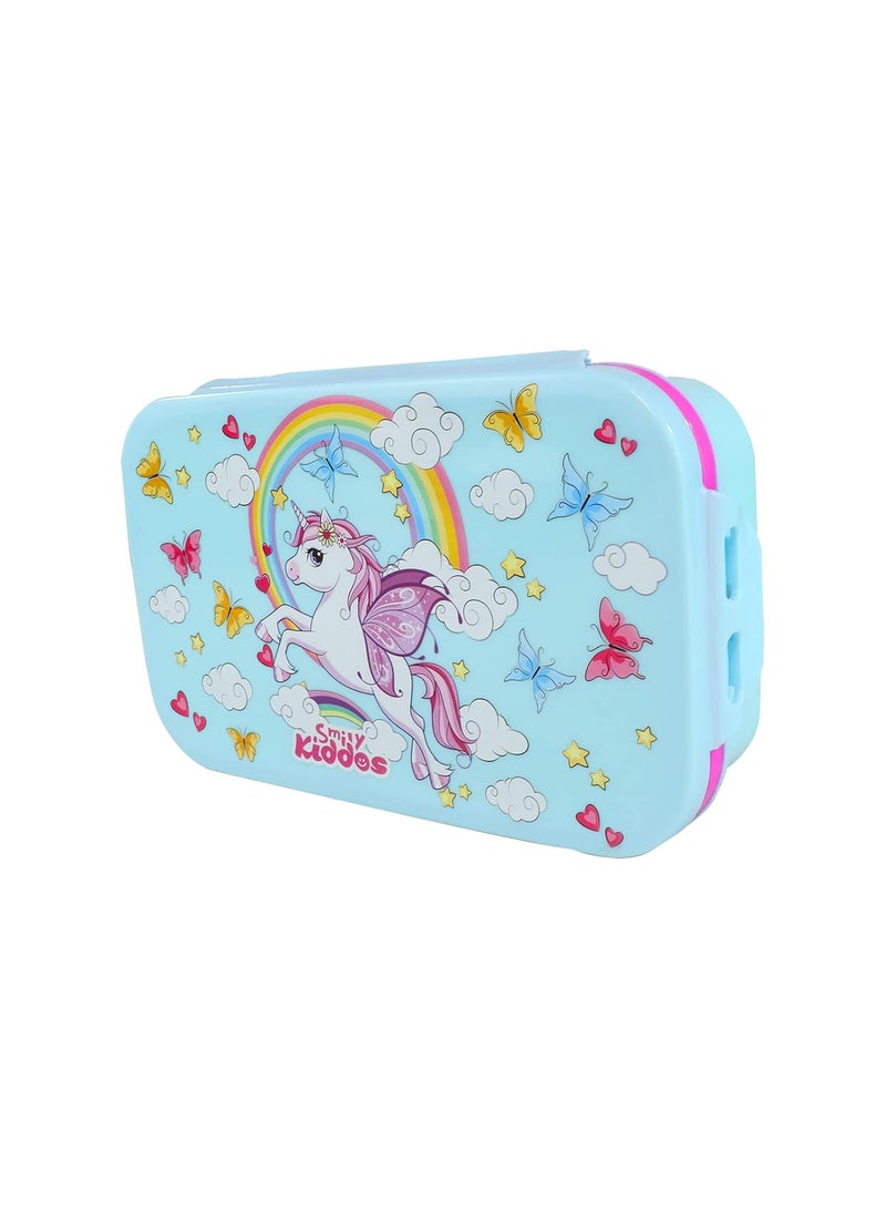 Smily Kiddos Kids Stainless Steel Insulated Lunch Pack for School Use Unicorn Theme Capacity - 175 ml-1pc, 925ml-1pc, | Age Above 3 to 5 Years| 100% BPA Free and Food Grade (Blue)