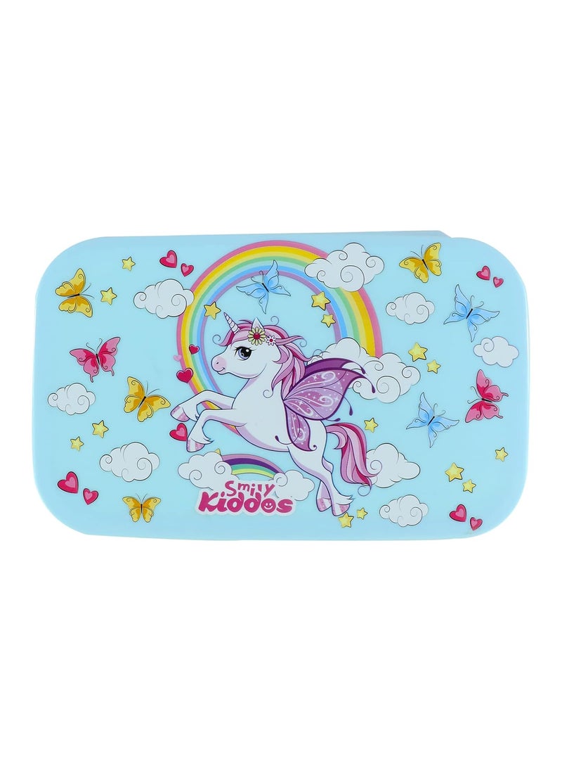 Smily Kiddos Kids Stainless Steel Insulated Lunch Pack for School Use Unicorn Theme Capacity - 175 ml-1pc, 925ml-1pc, | Age Above 3 to 5 Years| 100% BPA Free and Food Grade (Blue)
