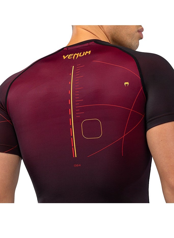 VENUM TACTICAL XT RASHGUARDS SHORT SLEEVES BLACK/BURGUNDY/GOLD
