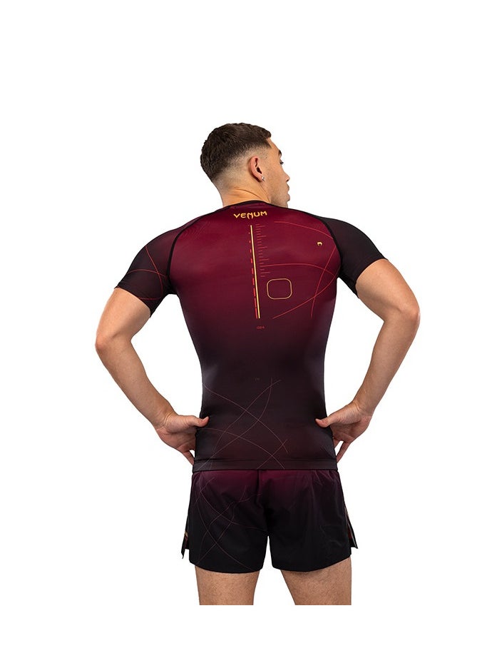 VENUM TACTICAL XT RASHGUARDS SHORT SLEEVES BLACK/BURGUNDY/GOLD