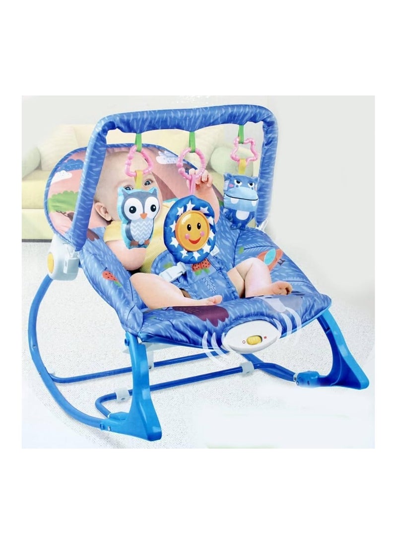 Portable Baby Bouncer and Rocker Chair with Soothing Vibrations, Multi-Position Recline with Safety Belt & Removable Baby Toys, Baby Rocker Bouncer for 0 to 2 Years Boys Girls