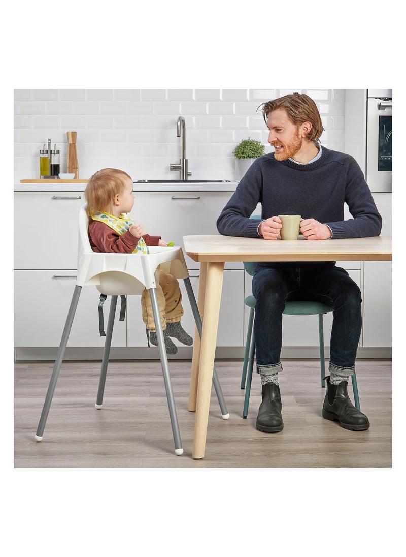 Adjustable High Chair With Dining Tray And Safety Seat Belt For Children