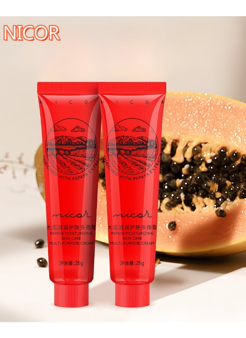 2-PACKS Papaya Moisturizing Skin Care,Multi-Purpose Cream,Can be Used for Lip Balm, Anti-itching for Mosquito Bites, Diaper Cream, etc. 25g*2