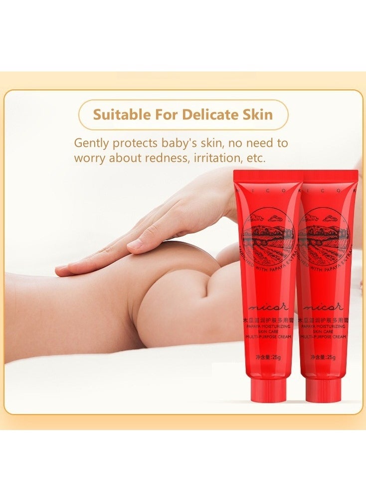 2-PACKS Papaya Moisturizing Skin Care,Multi-Purpose Cream,Can be Used for Lip Balm, Anti-itching for Mosquito Bites, Diaper Cream, etc. 25g*2