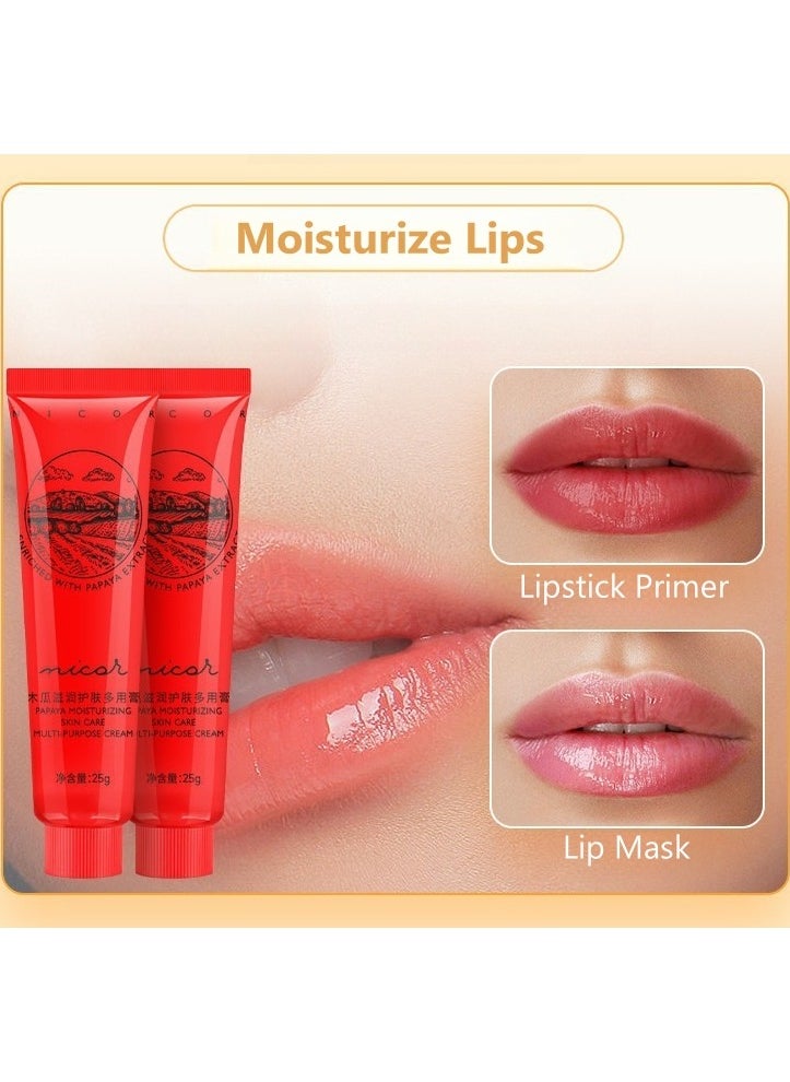2-PACKS Papaya Moisturizing Skin Care,Multi-Purpose Cream,Can be Used for Lip Balm, Anti-itching for Mosquito Bites, Diaper Cream, etc. 25g*2