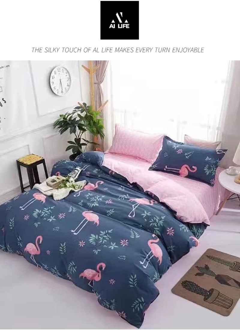 AI LIFE Premium King Size Duvet Cover Set 6 Piece Bedding Set Includes 1×Duvet Cover 220*240 cm , 1×Fitted Sheet 200*200cm+30cm, and 4x Pillow Cover 50*75cm