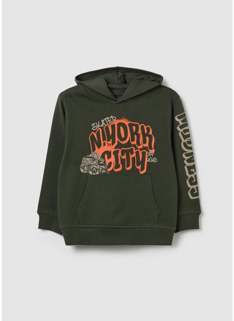 Sweatshirt with hood and ''N. YORK CITYâ€ print