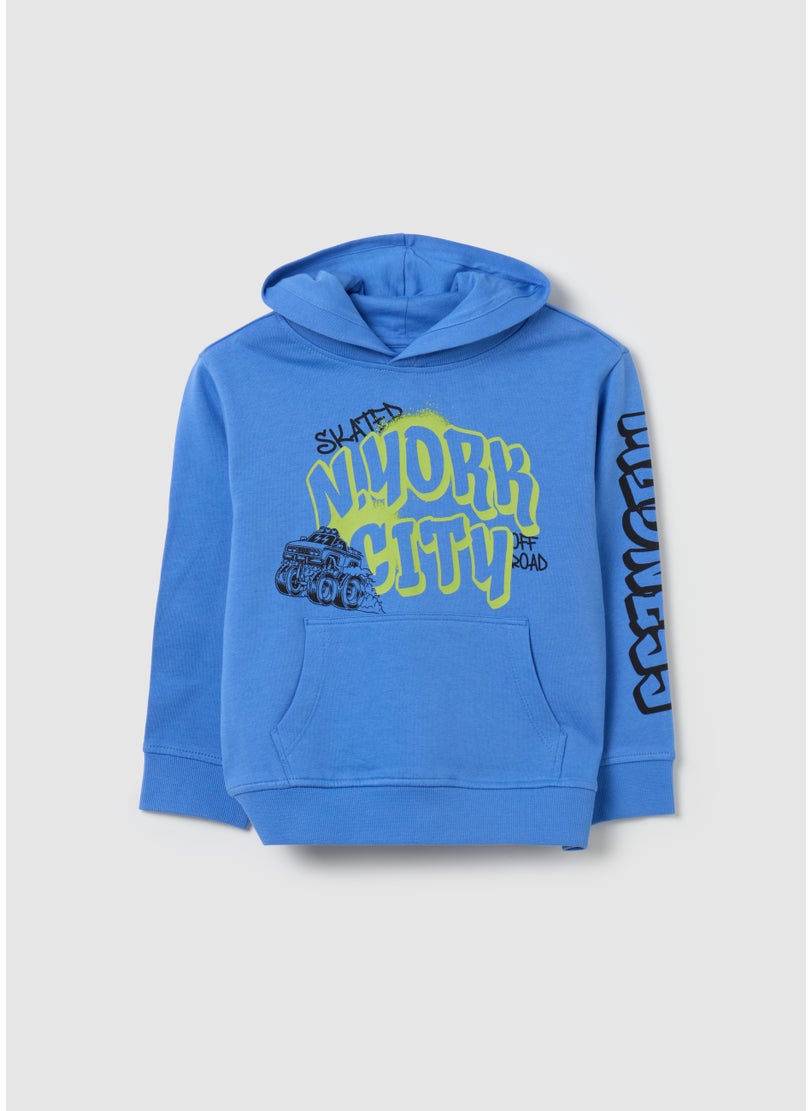 Sweatshirt with hood and ''N. YORK CITYâ€ print